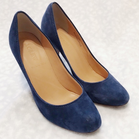 J. Crew Shoes - J. Crew Blue Suede Heels Mona Royal Navy Pumps